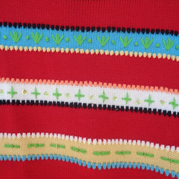 VINTAGE embroidered & sequin detail 90s sweater - Picture 4 of 10